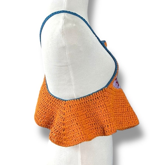 Free People Festival Retro 70s Bella Crochet Halter Top XS Bohemian Coachella - Picture 10 of 15